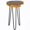 Accent & End Tables-Kirkland's Home Round Natural Live Edge Hairpin Legs Accent Table Tan/Black