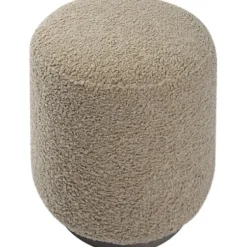 Benches & Ottomans-Kirkland's Home Round Oatmeal Boucle Ottoman Tan