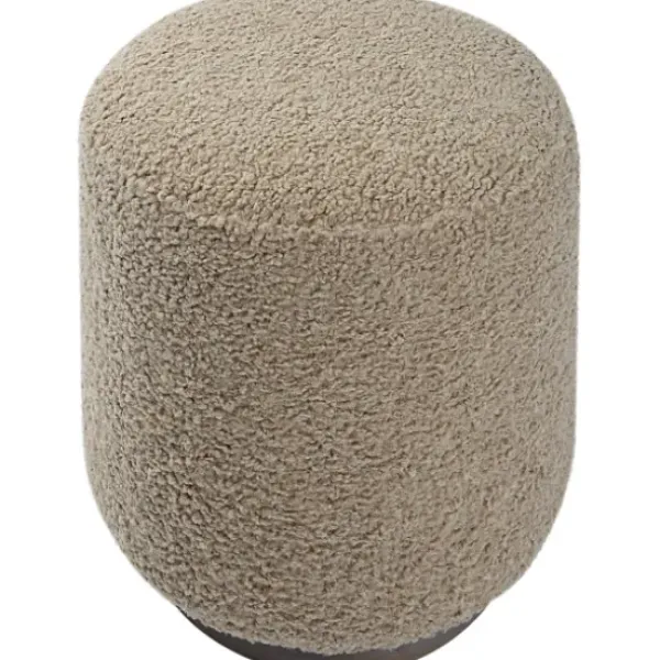 Benches & Ottomans-Kirkland's Home Round Oatmeal Boucle Ottoman Tan