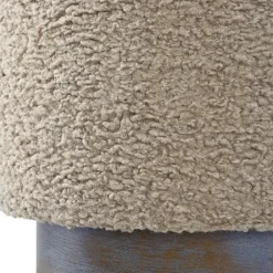 Benches & Ottomans-Kirkland's Home Round Oatmeal Boucle Ottoman Tan