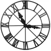Clocks-Kirkland's Home Round Open Face Decorative Wall Clock Black