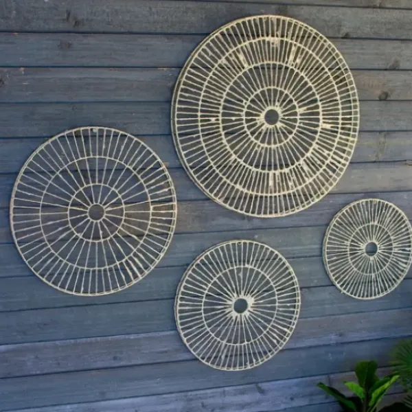 Wall Plaques-Kirkland's Home Round Paper Discs 4-Pc. Wall Plaque Set White