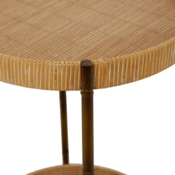 Accent & End Tables-Kirkland's Home Round Rattan 2-Tier Side Table Brown