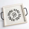 Decorative Trays-Kirkland's Home Round Rustic Metal Handle Wooden Tray Brown/Black
