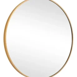 Framed Mirrors-Kirkland's Home Round Simple Frame Medium Wall Mirror Gold