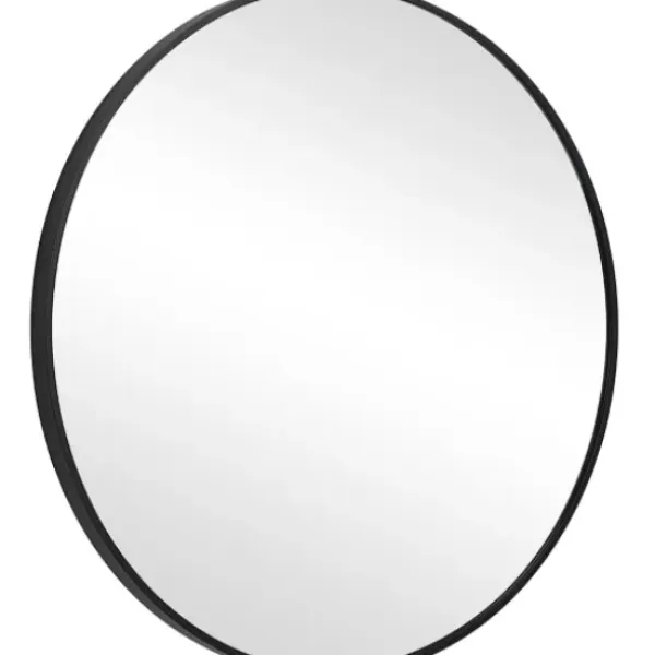 Framed Mirrors-Kirkland's Home Round Simple Frame Medium Wall Mirror Black