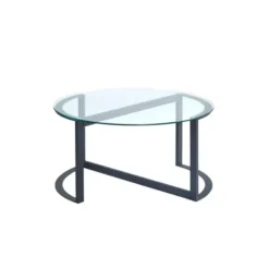 Coffee Tables-Kirkland's Home Round Tempered Glass Hourglass Base Coffee Table Black