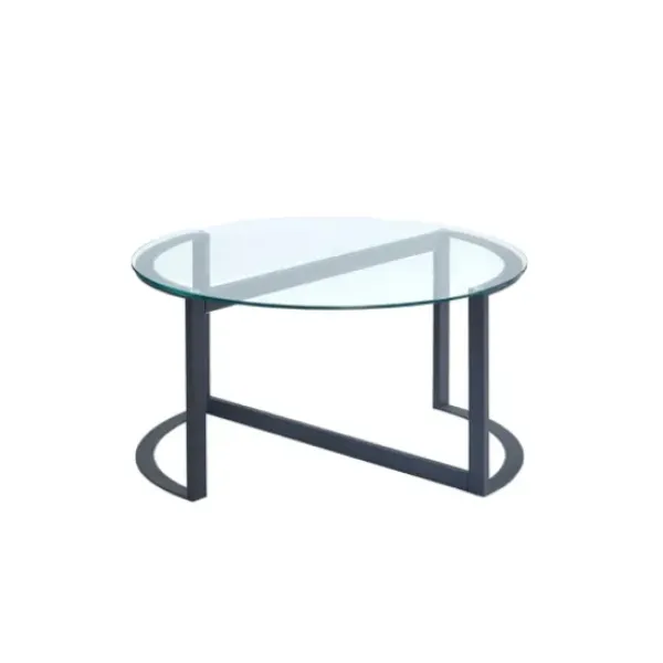 Coffee Tables-Kirkland's Home Round Tempered Glass Hourglass Base Coffee Table Black