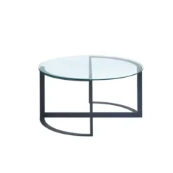 Coffee Tables-Kirkland's Home Round Tempered Glass Hourglass Base Coffee Table Black