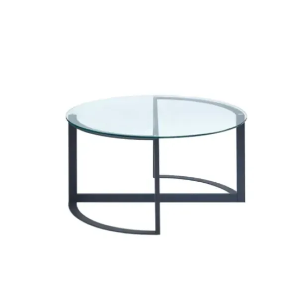 Coffee Tables-Kirkland's Home Round Tempered Glass Hourglass Base Coffee Table Black