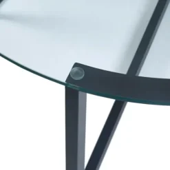 Coffee Tables-Kirkland's Home Round Tempered Glass Hourglass Base Coffee Table Black