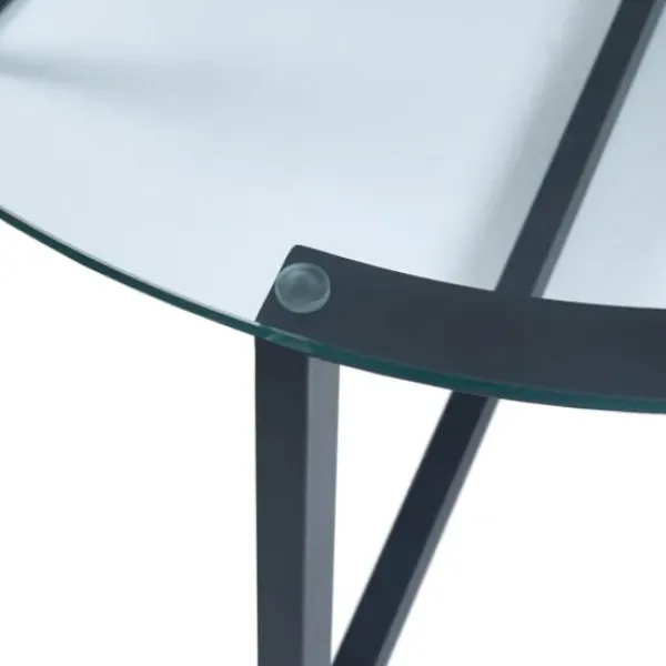 Coffee Tables-Kirkland's Home Round Tempered Glass Hourglass Base Coffee Table Black