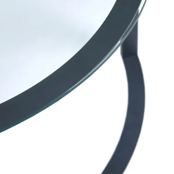 Coffee Tables-Kirkland's Home Round Tempered Glass Hourglass Base Coffee Table Black