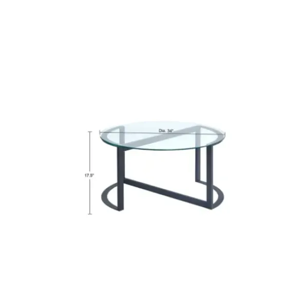 Coffee Tables-Kirkland's Home Round Tempered Glass Hourglass Base Coffee Table Black