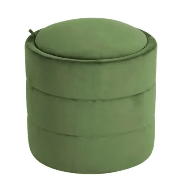 Benches & Ottomans-Kirkland's Home Round Velvet Storage Ottoman Green