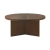 Coffee Tables-Kirkland's Home Round Walnut Wood Starburst Coffee Table Brown