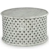 Coffee Tables-Kirkland's Home Round White Wood Lattice Coffee Table