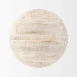 Coffee Tables-Kirkland's Home Round Whitewash Wood Modern Farmhouse Coffee Table White/Brown