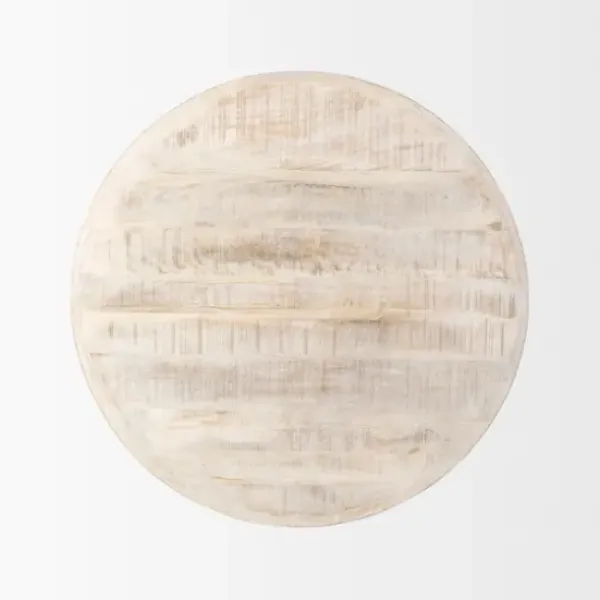 Coffee Tables-Kirkland's Home Round Whitewash Wood Modern Farmhouse Coffee Table White/Brown