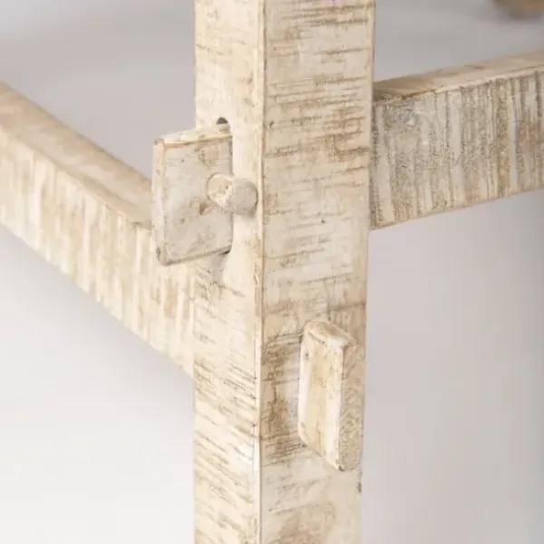 Coffee Tables-Kirkland's Home Round Whitewash Wood Modern Farmhouse Coffee Table White/Brown