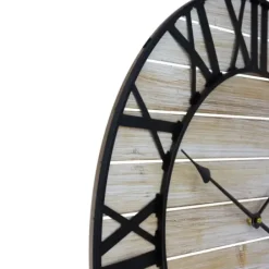 Clocks-Kirkland's Home Round Whitewashed Metal Frame Wall Clock