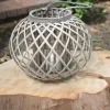 Lanterns-Kirkland's Home Round Willow Lantern With Glass Pillar Gray