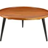 Coffee Tables-Kirkland's Home Round Wood And Metal Coffee Table Brown