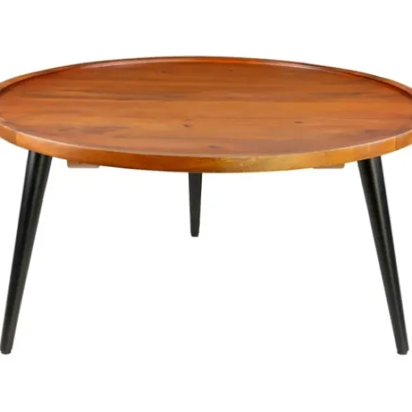 Coffee Tables-Kirkland's Home Round Wood And Metal Coffee Table Brown