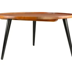 Coffee Tables-Kirkland's Home Round Wood And Metal Coffee Table Brown