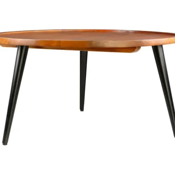 Coffee Tables-Kirkland's Home Round Wood And Metal Coffee Table Brown