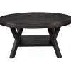 Coffee Tables-Kirkland's Home Round Wood Flared Base Coffee Table Black