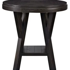 Accent & End Tables-Kirkland's Home Round Wood Flared Base Side Table Black