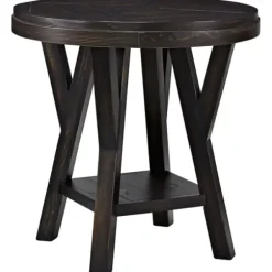 Accent & End Tables-Kirkland's Home Round Wood Flared Base Side Table Black