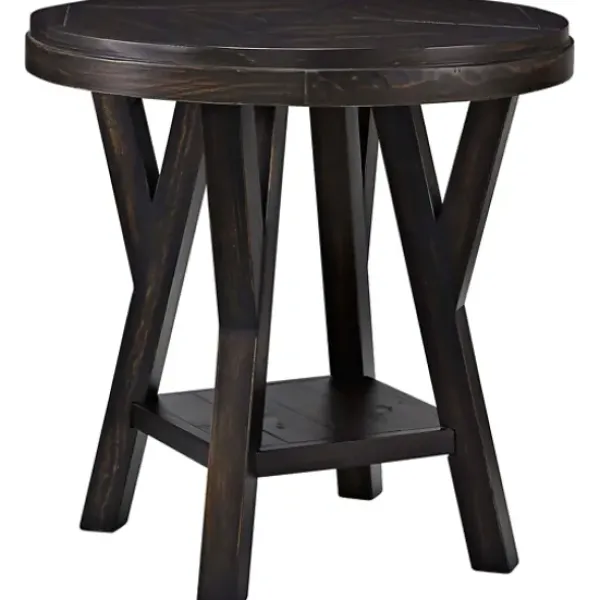Accent & End Tables-Kirkland's Home Round Wood Flared Base Side Table Black