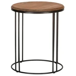 Accent & End Tables-Kirkland's Home Round Wooden And Metal Baldwin Accent Table
