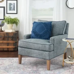 Pillows-Kirkland's Home Royal Diamond Fringe Throw Pillow Blue