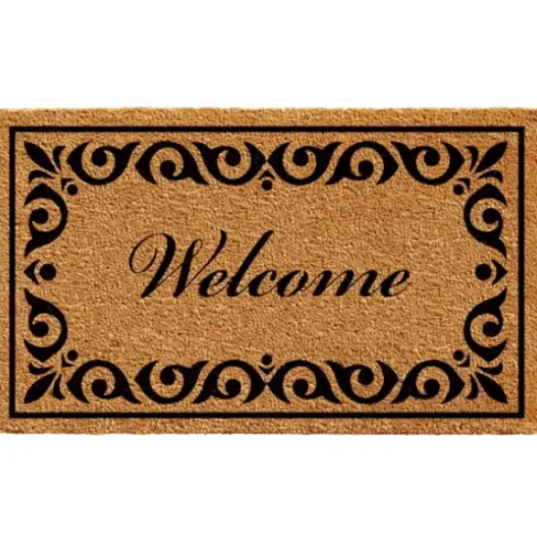 Doormats-Kirkland's Home Rubber Halfmoon Flower Doormat Black