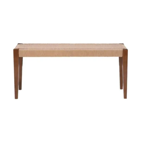 Benches & Ottomans-Kirkland's Home Rubberwood Handwoven Rope Bench Tan