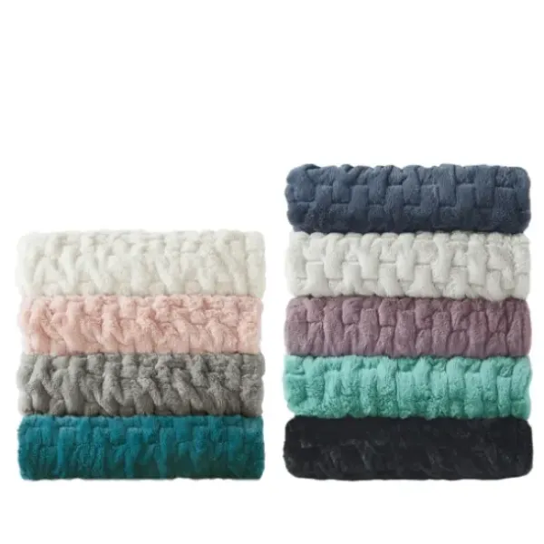 Blankets & Throws-Kirkland's Home Ruched Faux Fur Throw Gray