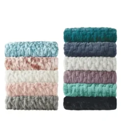 Blankets & Throws-Kirkland's Home Ruched Fur Throw Ivory