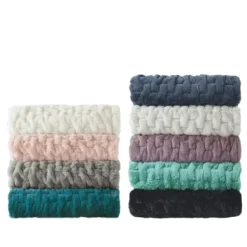 Blankets & Throws-Kirkland's Home Ruched Fur Throw Ivory