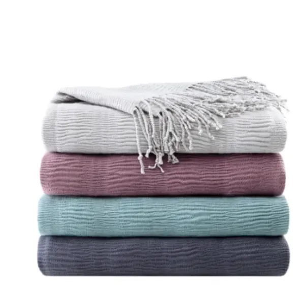Blankets & Throws-Kirkland's Home Ruched Throw Blanket With Fringe Gray