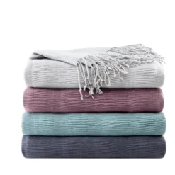 Blankets & Throws-Kirkland's Home Ruched Throw Blanket With Fringe Purple