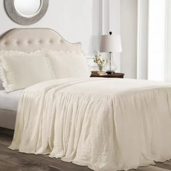Comforters-Kirkland's Home Ruffle Skirt 3-Pc. King Comforter Set Ivory