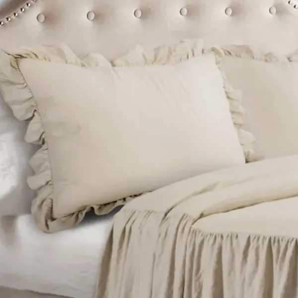 Comforters-Kirkland's Home Ruffle Skirt 3-Pc. Queen Comforter Set Tan
