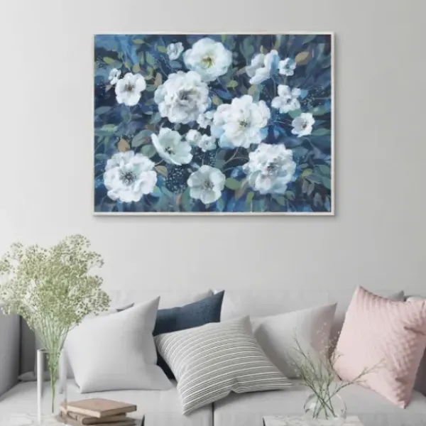 Framed Art-Kirkland's Home Rugosa Roses Floral Framed Wall Art Blue/White/Green