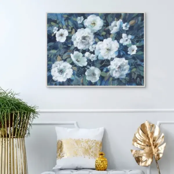 Framed Art-Kirkland's Home Rugosa Roses Floral Framed Wall Art Blue/White/Green