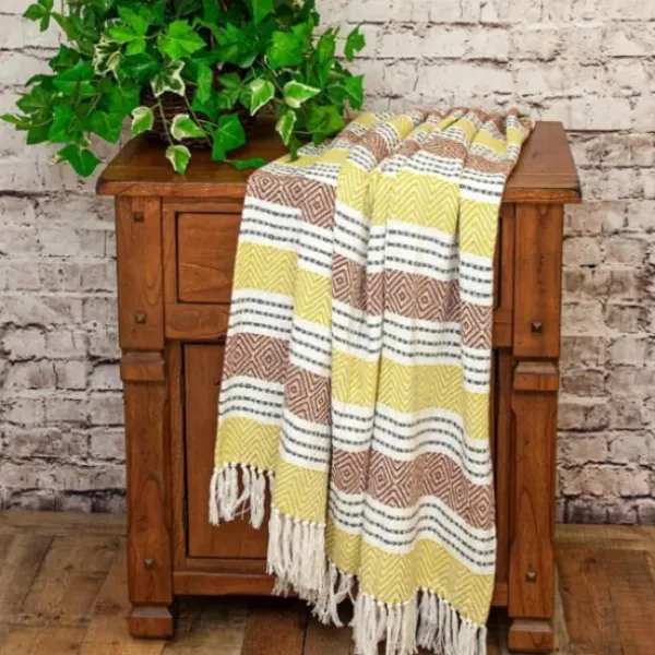 Blankets & Throws-Kirkland's Home Rust And Neon Herringbone Multi Striped Throw Red