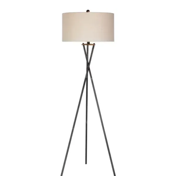 Floor Lamps-Kirkland's Home Rust Black Metal Tripod Floor Lamp White