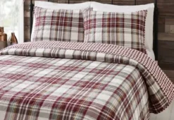 Quilts-Kirkland's Home Rust Plaid Camden Full/Queen 3-Pc. Quilt Set Red/Gray/Ivory